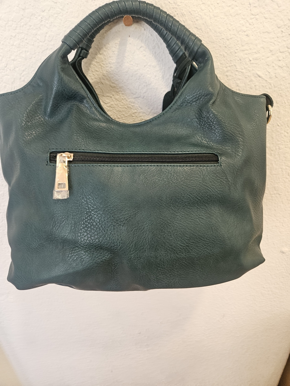 Nico Louise Genuine Suede Woven Detail Top-Handle Bag – Emerald Green - Picture 5 of 10
